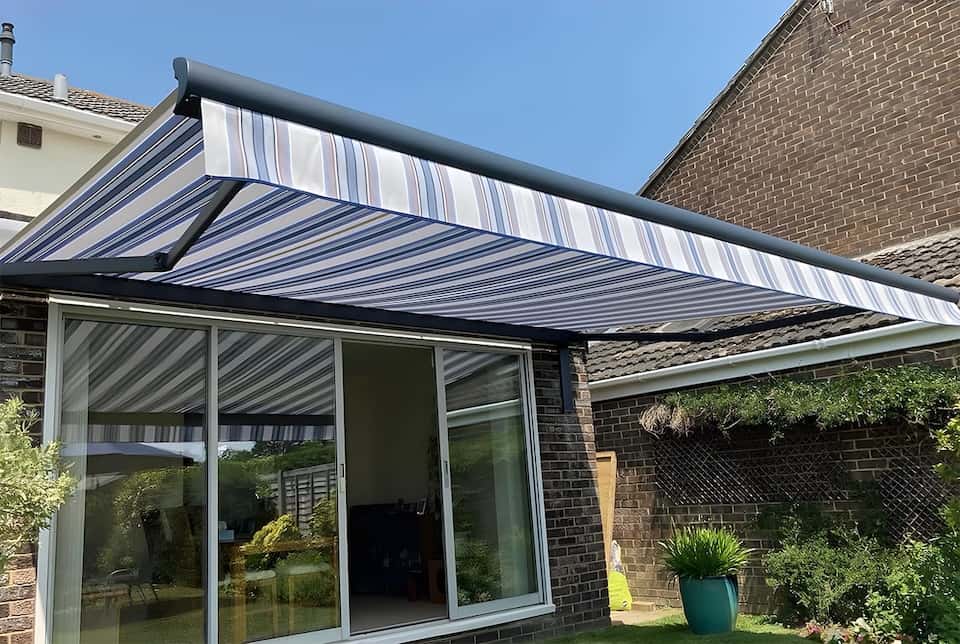 Awning With Striped Fabric
